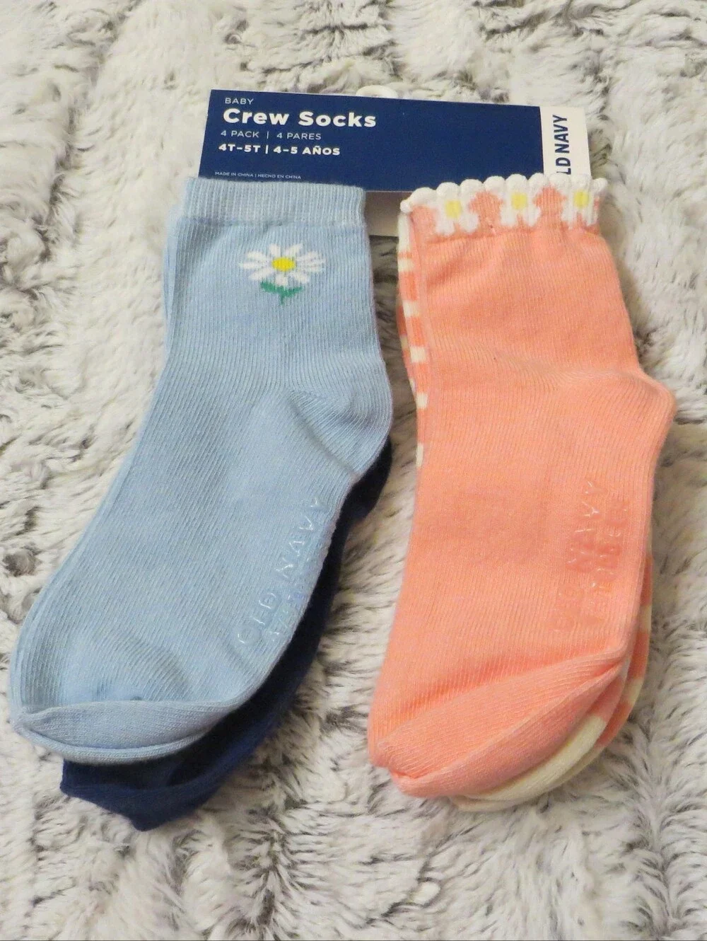 Old Navy Toddler Girls Crew Socks Size 4T-5T 8 Pairs New